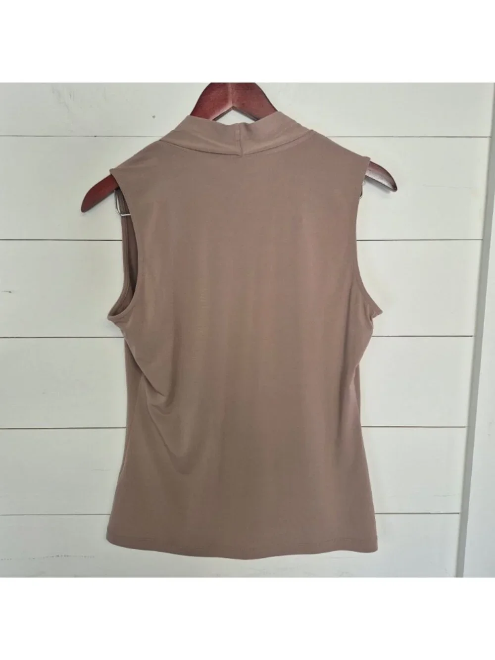 Calvin Klein Taupe Sleeveless V-Neck Top Small Petite Womens Blouse - Picture 5 of 5